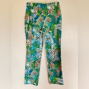 Attyre Green Abstract Animal Print Whimsical Fun Vacation Print Pants Size 4 EUC